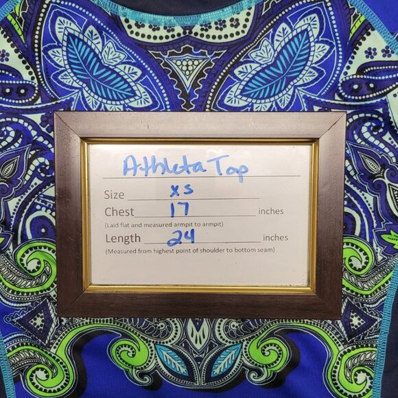 Athleta Athletic‎ Top Shirt Womens XS Long Sleeve Workout Gym Blue Green Thumb - Picture 5 of 9